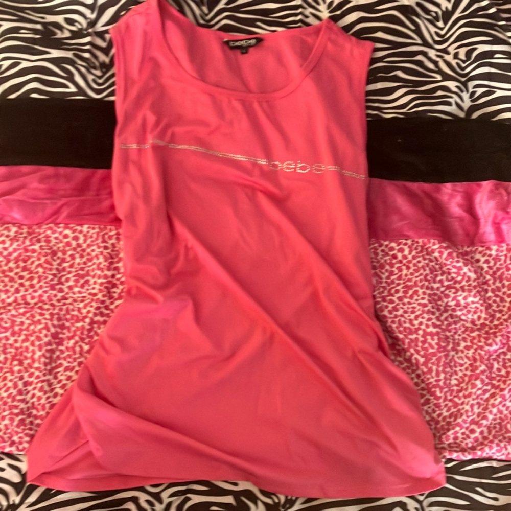 Bebe sport pink tank top, large